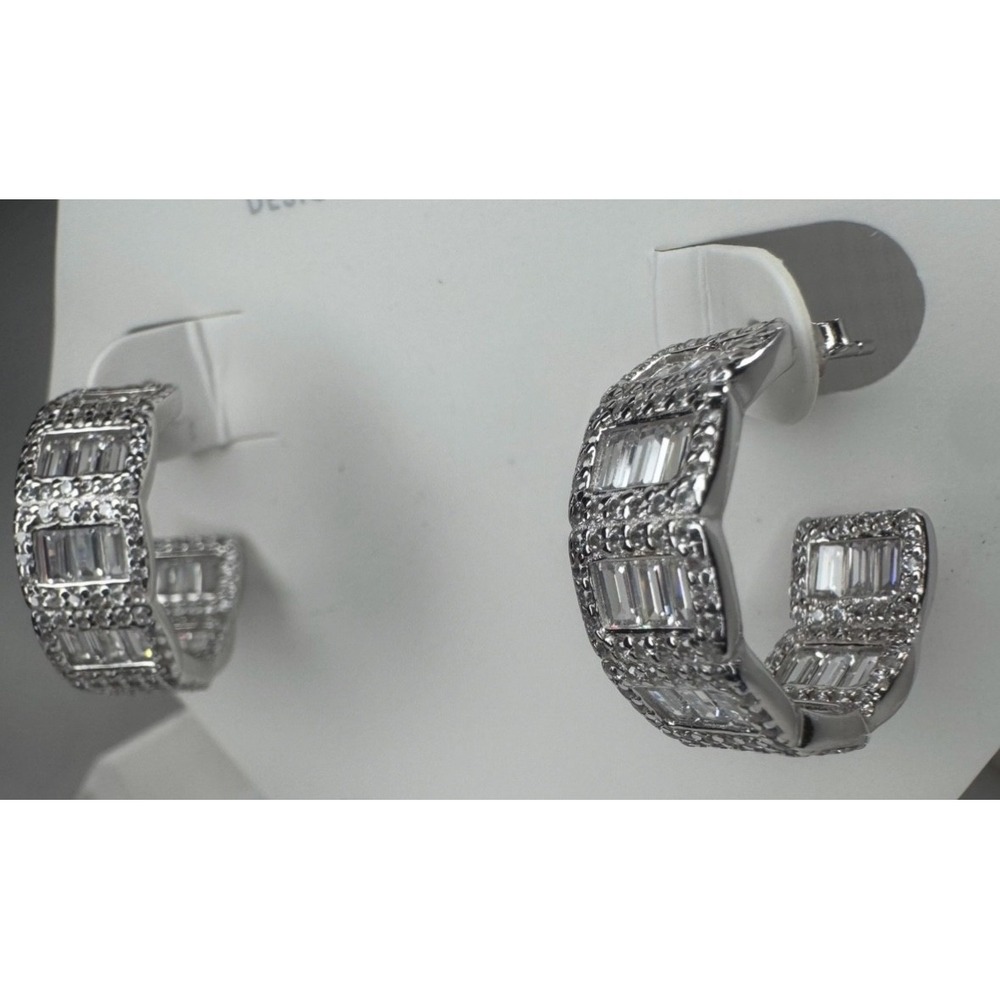 Bomb Party ER33525 Unicorn Alert 1 of 100 Diamond CZ .925 Sterling Hoop Earrings